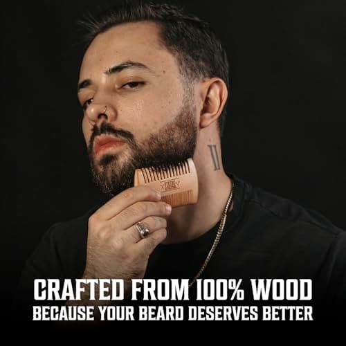 Viking Revolution Ultimate Conditioner for Men's Beard Grooming - Softens, Smoothes and Soothes - Contains Beard Wash and Conditioner (5oz Set), Beard Oil, Balm and Wooden Comb - Coffee Whiskey Scent - Thumbnail 4