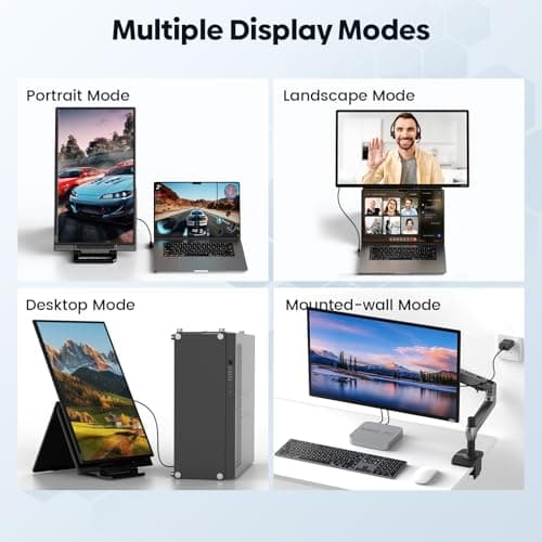 24" Large Portable Monitor Laptop Screen Extender 1080P FHD 100HZ IPS, Travel Monitor for Work Home Gaming, Landscape & Portrait Display, Compatible with Wins/Mac/Linux & MINI PC/PS5/Smart Phone - Thumbnail 2