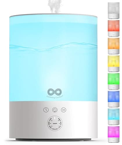 Everlasting Comfort 2.5L Top Fill Humidifier for Bedroom – Quiet, Easy to Fill & Clean, 24HR Runtime, Night Lights, Timer, Ultrasonic Cool Mist, Auto Shut-Off, Essential Oil Diffuser - White - Image 1