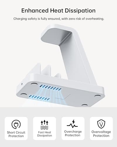 Samsung Charging Station, 5 in 1 Wireless Charger for Galaxy S25 S24 Ultra S23 S22 S21, Charger Dock Stand for Galaxy Watch Ultra 7 6 5 4 3, Android Charging Station for All USB-C Buds, White - Thumbnail 6
