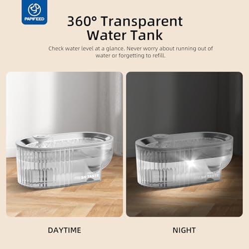 Cat Water Fountain Stainless Steel with a Silicone Mat, 84oz/2.5L Automatic Cat Water Fountain with Water Level Window and LED Light, Quiet Low Power Cat Water Bowl & Cat Water Dispenser(White) - Thumbnail 6