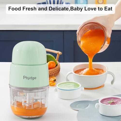 Phydge Baby Food Maker, Green Baby Food Blender, 10oz Baby Food Puree Maker, Food Processor for Baby Foods Fruit Vegetable Meat, 10-Second Quick Soft Food Prep for Baby - Thumbnail 3