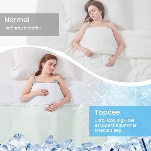 Topcee Cooling Comforter 90"x90"-Cooling Blanket Everlasting Cold Touch for Hot Sleepers-Q-max 0.35 Double-Sided Lightweight Design Summer Ice Blanket for Night Sweats-Grey Queen - Thumbnail 4