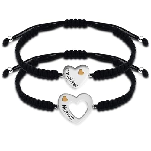 YLWJSP Mother’s Day Gifts Jewelry Mother and Bracelet Set Heart Matching Wish Bracelets for Mom (Mother Br 1) - Image 1