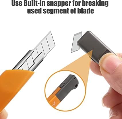 Mulwark 16PC Box Cutter Retractable Utility Knife Set - Heavy Duty Craft Knife with 10PC Sharp Snap-off 9MM 30 Degree Blades, 5PC 60 Degree Blade for Precision Cutting - Thumbnail 4