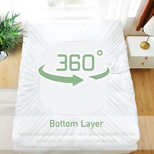 Extra Thick Mattress Topper King Size, Waterproof Soft Viscose Derived from Bamboo, Pillow Top Mattress Pad, Mattress Cover 1000GSM Filling with Deep Pocket for Back Pain Relief - Thumbnail 6