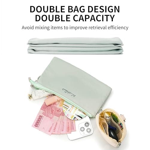 ACUARIO Crossbody Bags for Women - Nylon Purse Trendy Mul-pockets Waterproof Shoulder Bag with Wide Strap (Mint Green) - Thumbnail 5