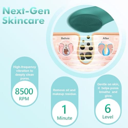 LZP Face Scrubber Facial Cleansing Brush Silicone Face Scrubber Exfoliator for Men & Women, Rechargeable Electric Facial Brushes for Cleaning and Exfoliating, Waterproof Face Scrub Brush - Thumbnail 2