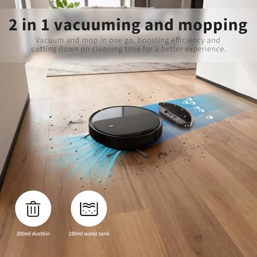 Livvi Robot Vacuum and Mop Combo - 3500pa 2 in 1 Robot Vacuum with WiFi/App/Voice, 120 min Runtime, Super Thin, Quiet, Self-Charging, for Hard Floors (G100) - Thumbnail 5