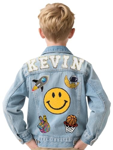 Individz Personalized Denim Jacket for Kids with Name, Custom Toddler Jean Jacket, 1-8 Year Old Boys Birthday Easter Gifts - Image 1