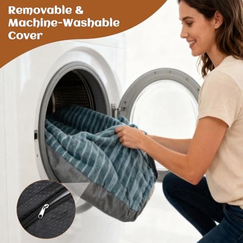 Big Dog Bed for Large Sized Dogs - Dog Crate Pad Removable Washable Cover, Non-Slip Bottom, Pet Mat Comfort Cushion for Joint Relief, Deep Sleep & Home Decor - Thumbnail 5