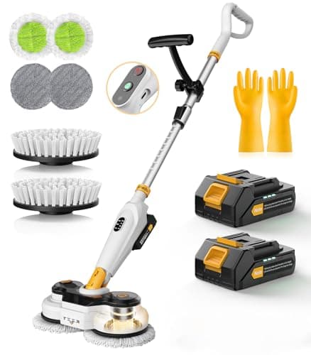 qimedo Battery Electric Mop M3, 800RPM Cordless Electric Power Scrubber & Mops for Floor Cleaning, Best Automatic Spin Mops with Smart Display,Rotating Mop with LED Light & Water Spray - Image 1