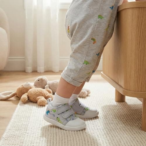 noorkiz Baby Wide Toe Box First Walking Shoes Toddler Barefoot Boys Shoe 6 12 18 24 Months Non-Slip Flexible Easy on & Off Breathable Causl Infant Sneakers Daycare Outdoor Light Grey Infant Size 4 - Thumbnail 3