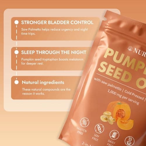 NURIVA Pumpkin Seed Oil with Saw Palmetto – Cold Pressed, Pure Virgin Oil, Rich in Essential Fatty Acids & Phytosterols – Supports Hair, Urinary & Prostate Health – Non-GMO, 100% Natural(1pc) - Thumbnail 3