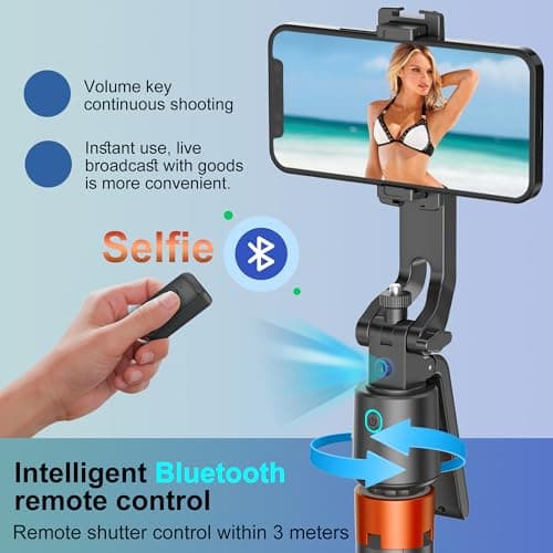 70" Auto Face Tracking Phone Tripod 360 Rotation,No App Required，Phone Tripod for w/Fill Light and Remote Control, Smart Shooting Stand for Vlog/TIK Tok Live Streaming YouTube Video Record - Thumbnail 6