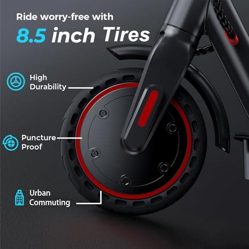 Electric Scooter for Big Kid, Escooter with 350W Motor, 3 Speed & 21-Mile Range, 8.5" Pneumatic Tires & Drum Brakes, Foldable Commuting Electric Scooter for Adults - Thumbnail 3
