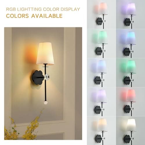 MHSNL Battery Operated Wall Sconces,Crystal Plum Blossom Decor Rechargeable Wall Lights Set of 2 with Detachable and Remote Cordless Wall Sconce Indoor for Bedroom Living Room Hallway Stairs Black - Thumbnail 4