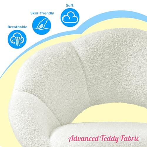 SUPPNEED Home Office Desk Vanity Chair: Petal Cute Comfy Accent Makeup Chair with Back Arms Modern Comfortable Metal Aesthetic Make Up Chairs for Girls Women Gold & White - Thumbnail 5