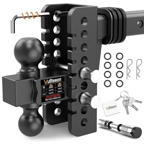2026 Vullteeon Adjustable Trailer Hitch, Heavy Duty Drop Hitch for 2.5 Inch Receiver, 6 Inch Tow Hitch, 2" & 2-5/16" Ball Hitches for Trucks, 22,000 LBS GTW, Trailer Hitches with Slot-fit Design