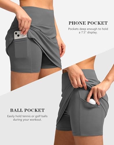 G Gradual Women's Golf Skirts Skort 4 Side Pockets High Waisted Stretchy Tennis Skirt with Short Athletic Casual (Iron Grey, M) - Thumbnail 5