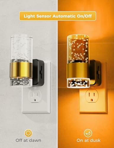 L LOHAS LED Night Lights Plug into wall, Amber Night Light with Adjustable Brightness, Plug in NightLight with Auto Light Sensor, Wall Sconce-Style Design Night Light for Bathroom,Hallway, 2 Pack - Thumbnail 2