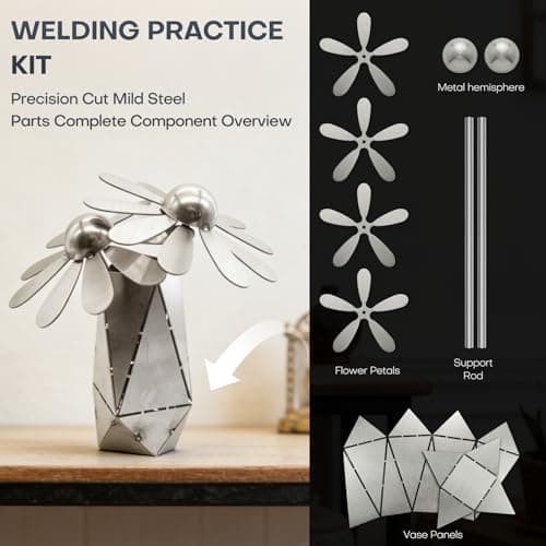 CMLDGIA Two 3D Daisies and One Vase Welding Practice Kit for Beginners DIY 201 Stainless Steel Tack Welding Project Metal Art Coupons for Tig Mig Welding Projects Metal Craft Kit (3D Daisy Style) - Thumbnail 2