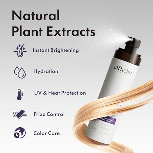 ALFHEIM Lavender+ Purple Leave-In Spray for Blonde, Silver & Color-Treated Hair – Anti-Brass Toning, Detangling & Heat Protection – with Quinoa Extract & Vitamin E – Sulfate Free – 5.4 oz / 160 ml - Thumbnail 5