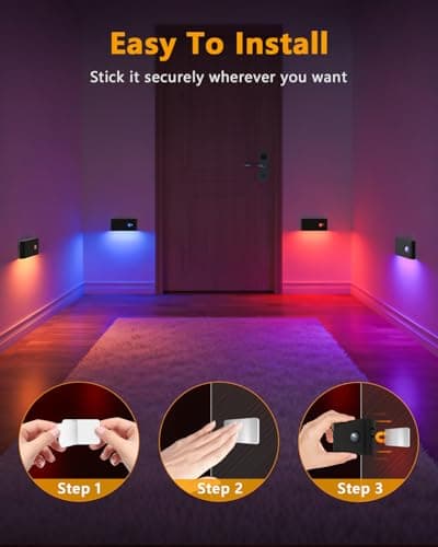 WILLED Stair Lights Indoor Rechargeable,RGB & Warm White Color Changing Night Light,Wireless Motion Sensor Lights Indoor for Stair,Bathroom,Hallway,Kitchen,Closet,Cabinet,Bedroom,Kids' Room - Thumbnail 6