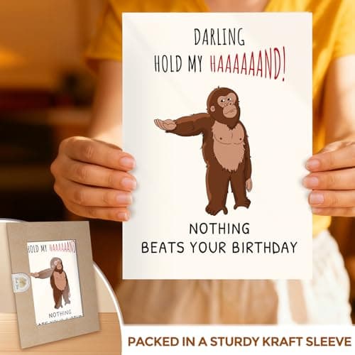 KKJAYO Hilarious Monkey Birthday Card – Nothing Beats Your Birthday Orangutan Funny Birthday Card for Men Women Husband Wife Boyfriend Girlfriend, Novelty Birthday Gift for Him Her - Thumbnail 2
