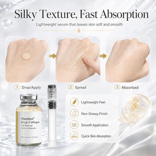 Silk Peptide Intensive Lifting Ampoule, Deep Collagen Silk Peptide Intensive Lifting Serum, Anti Aging Peptides Serum for Face Tightening, Lifting, Smoothing, Hydrating, 60ml/2.03 fl.oz - Thumbnail 4