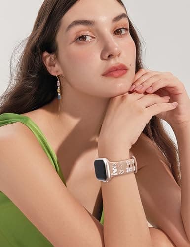 BEEXI 2 Packs Cartoon 3D Raised Band Compatible with Apple Watch Band 42/41/40/38mm Women Two-Tone Cute Silicone Strap for iWatch SE Series 10/9/8/7/6/5/4/3/2/1/Ultra(1/2) Pink Pink/Nude - Thumbnail 6