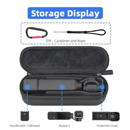 BRDRC Carrying Case for DJI Osmo Pocket 3, Portable Hard Storage Case, Carry Bag Pocket 3/Xtra Muse Accessories (Black) - Thumbnail 2