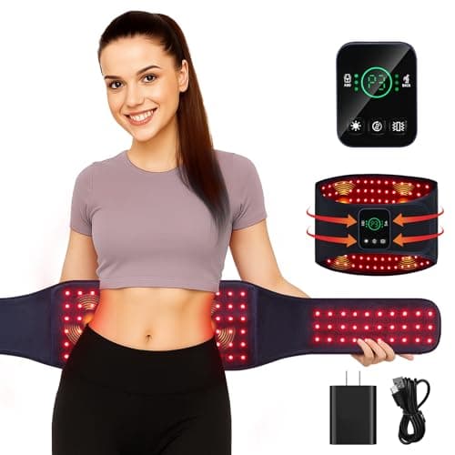 Red Light Therapy Belt, Cordless Red Light Belt with Vibration/Pulse, 660/850nm Infrared Wrap for Back/Abdomen, 5000mAh Rechargeable-Pain Relief/Circulation Boost/Muscle Relaxation, Gift for Parents - Image 1
