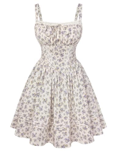 Scarlet Darkness Floral Corset Dress Summer Mini Dresses for Women Teens 2026 Graduation Sundress Purple Floral S - Image 1