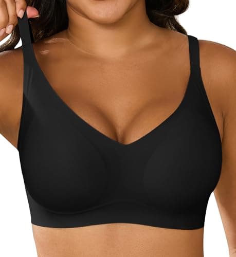 Xcutting Women's Supportive Wireless Jelly Bras for Women Seamless Comfort, Full Coverage, No Underwire, T-Shirt Women Bras Regular and Plus with Extender (Black,2X-Large) - Image 1