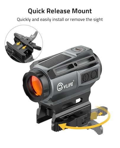 CVLIFE EagleFeather X Solar Multi-Reticle Red Dot Sight for Rifle,1x20mm 2MOA Dot 40MOA Circle Motion Awake Solar Optics with Quick Detach Mount Flip Up Covers,IPX7 Waterproof Fogproof - Thumbnail 5