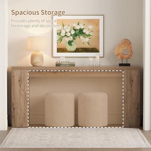 70.9 Inch Extra Long Console Table, Farmhouse Entryway Table with Thickened Base, Wood Sofa Table Behind Couch Table, Narrow Entryway Accent Table for Living Room, Hallway, Entrance, Foyer, Brown - Thumbnail 4