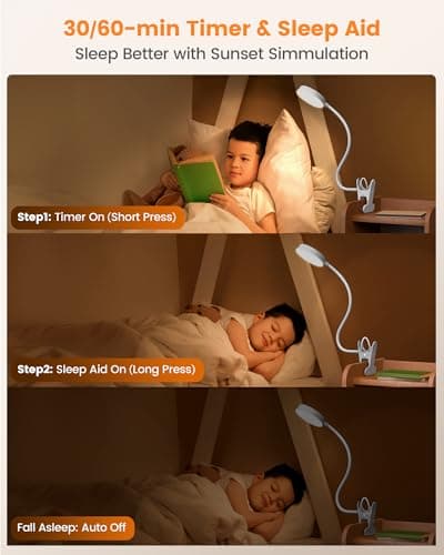 Glocusent 72 LED Clip on Lamp, Reading Lamp with Amber Ring& Amber Mode - Thumbnail 6