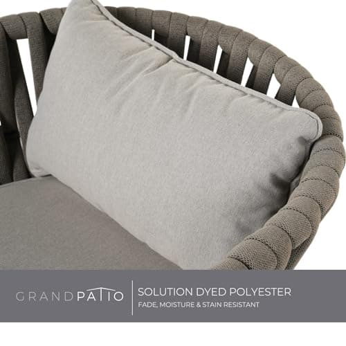 Grand patio Swivel Rope Wicker Chairs Set of 2, Patio Dining Chairs with Cushions, Wicker Armchairs Frame, Outdoor Modern Style for Backyard, Balcony, Quinn, Light Gray Brown - Thumbnail 6