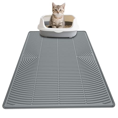 AMOK Cat Litter Mat, Extra Large Silicone Litter Box Mat 40" x 28", Waterproof Litter Trapping Mat for Cats, Durable and Easy to Clean, Grey