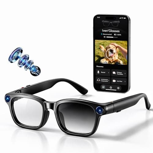 linktoonex AI Smart Glasses with Camera for Men Women, 4K Video Recording, Real-Time Translation, Photochromic Lenses, Open Ear Bluetooth Audio, POV Camera Glasses for Travel Cycling Driving - Image 1