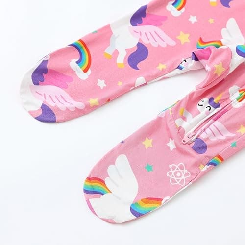 Baby One-Piece Footies Long Sleeve Rompers 2-Way Zipper, Baby Bodysuit Bamboo Clothes for Boys Girls (Unicorn, Newborn) - Thumbnail 6