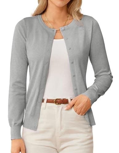 GRACE KARIN Womens Spring Grey Cardigan Sweaters, Lightweight Cardigans for Women Trendy, Button Shrug Sweater Tops S - Image 1
