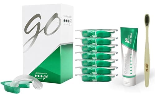 Opalescence GO 15 Whitening Bundle - (7 Treatments) Hydrogen Peroxide Prefilled Teeth Whitening Trays and Travel Original Whitening Toothpaste 1 Oz - Mint Flavor - Includes Toothbrush 6238-1T - Image 1