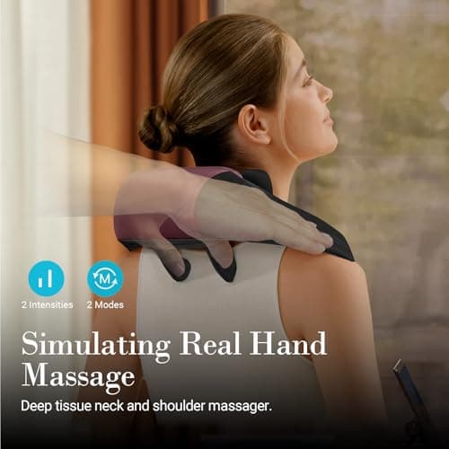 CuPiLo Shiatsu Neck Massager with Heat - Cordless 4D Expert Neck Shoulder Massage for Pain Relief,Upgarded Kneading Massager for Muscle Relaxation - Thumbnail 2