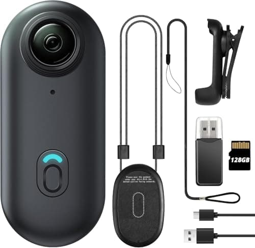 Meoilkolnm 4K 128GB Mini Body Camera, Wearable Action Body Cam, Thumb Size Hands Free Recording Body Worn Camera, Premium Portable Camcorder Mount Anywhere for Pet Walking, Work, Travel (Black)