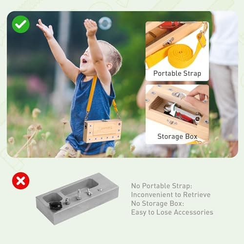 Tilhumt Montessori Screwdriver Board Set - Portable Busy Board Screwdriver Toy Set for 3-5 Toddlers for Travel with Carry Strap & Storage Box, Kids Nut/Bolt Montessori Educational Tools - Thumbnail 2