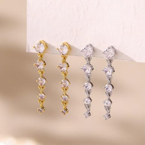 Solistra Gold Dangle Earrings for Women Trendy Diamond Drop Earring Hypoallergenic Earrings for Women Wedding Jewelry Valentines Day Gifts for Her - Thumbnail 5