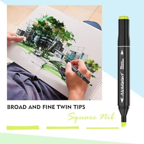 alchilalart 100 Colors Alcohol Markers Set, Dual Tip Art Markers with Case, Premium Artist Pens for Adult Coloring Books, Journaling, Sketching, Manga, Card Making, Gifts for Kids Teens & Women - Thumbnail 5
