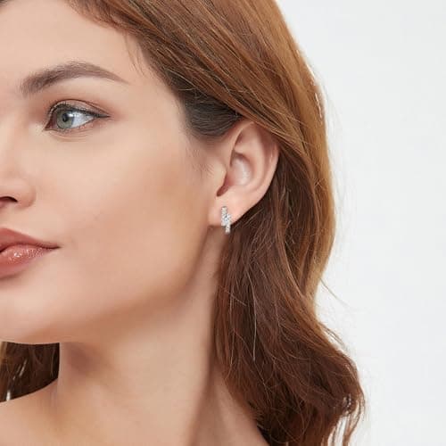 GIRIOIZ high carbon diamond Stud Earrings for Women,Hypoallergenic S925 Sterling Silver Studs D Color Clarity Round Cut Lab Created Diamond Earrings (White5) - Thumbnail 5